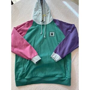 Teddy Fresh Colorblock Hoodie Sweatshirt Men's 3XL Teal Pink Purple Light Blue